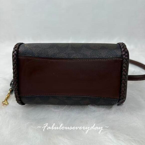 Coach Mini Rowan Crossbody Bag In Signature Canvas With Fringe CCF30 Walnut - Picture 5 of 7